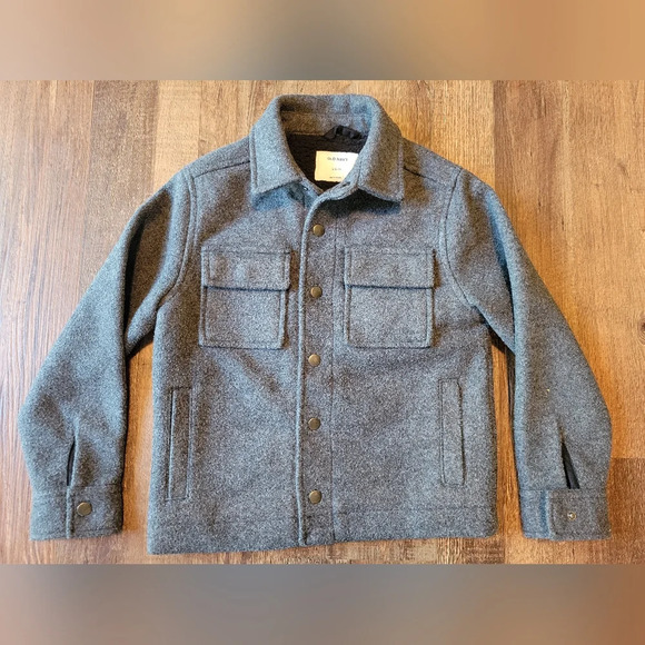 Old Navy Boys Fleece Wool Snap Button Up Lined Jacket - Picture 1 of 3